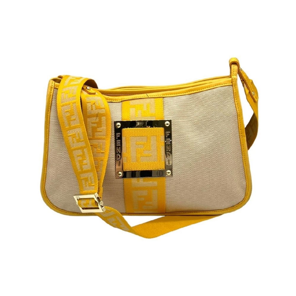 Fendi Logo Detail Canvas Shoulder Bag